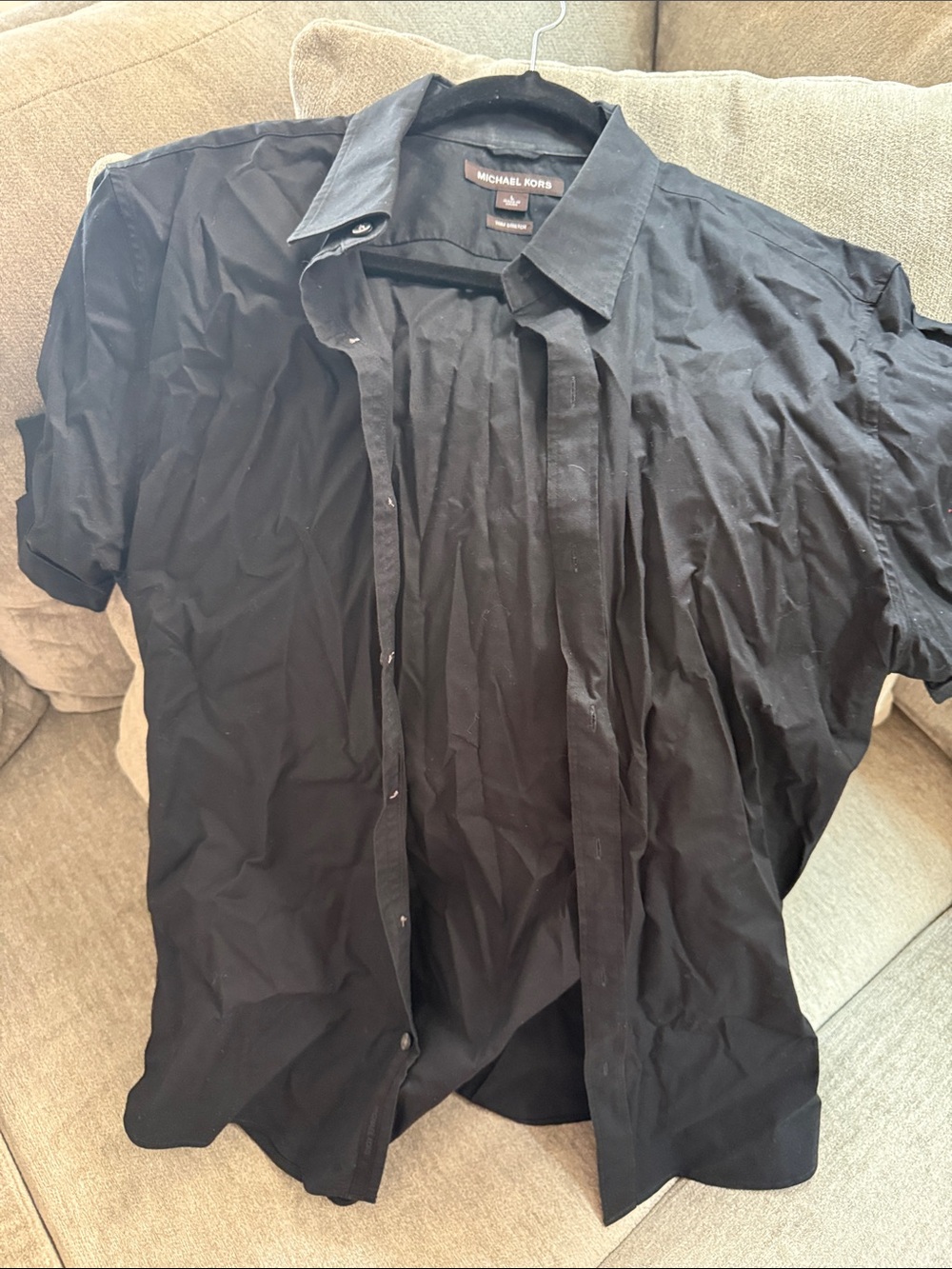 Michael Kors Men’s Black Short-Sleeve Button-Down Shirt